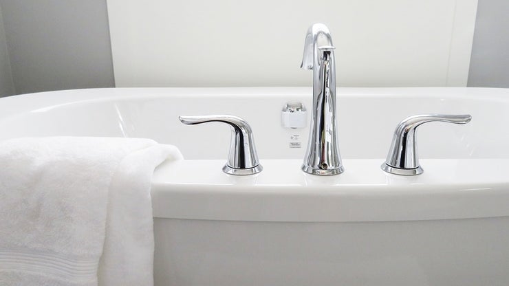 Closeup of a bathtub and towel